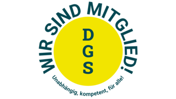 Ein rundes Logo mit gelbem Hintergrund und den Buchstaben D, G und S in dunkler Schrift, umgeben von einer grünen Kontur.