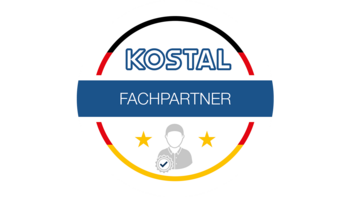 Ein Logo mit dem Schriftzug 'KOSTAL' und dem Wort 'FACHPARTNER' in blauer Schrift auf weißem Hintergrund.